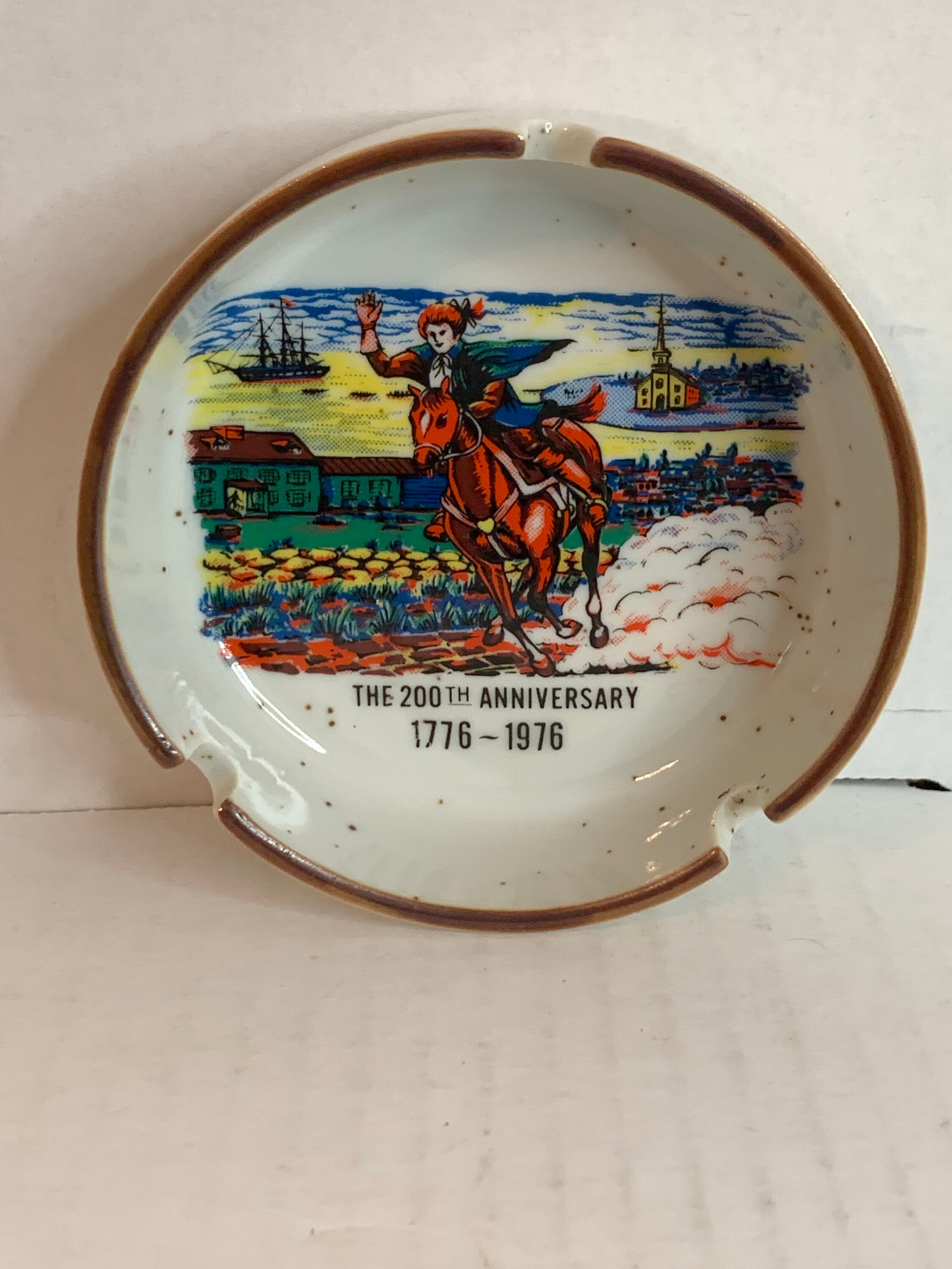 ヴィンテージ USA 200 周年記念 斑点模様のストーンウェア灰皿、記念