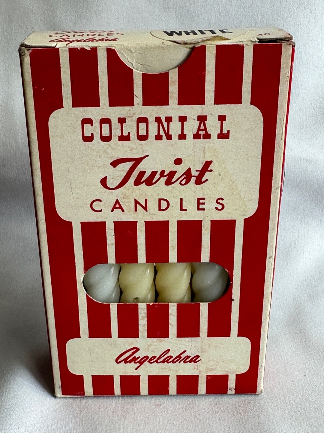 Vintage Colonial Angelabra #462 Twist White Candles With Vintage Colonial Angelabra #462 Twist White Candles With