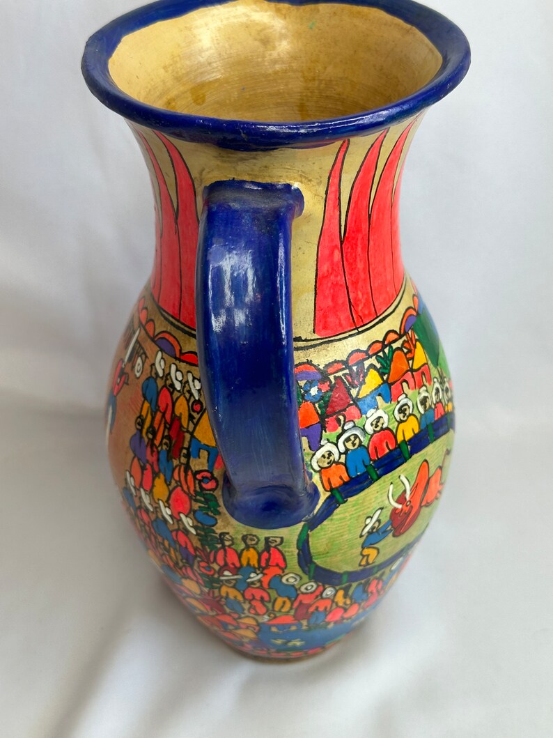 Vintage Colorful Mexican Clay Jug Hand Painted Sun & Stars Jug - Etsy