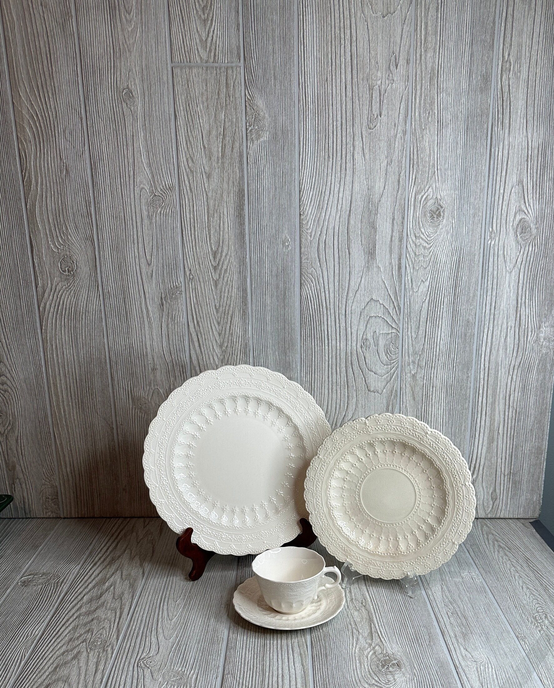 Vintage Spode Jewel Dinnerware Plates Cups, All Cream, Embossed Circles/Dots, Copeland, Spode Jewel Replacements, Retro Wedding, England MCM