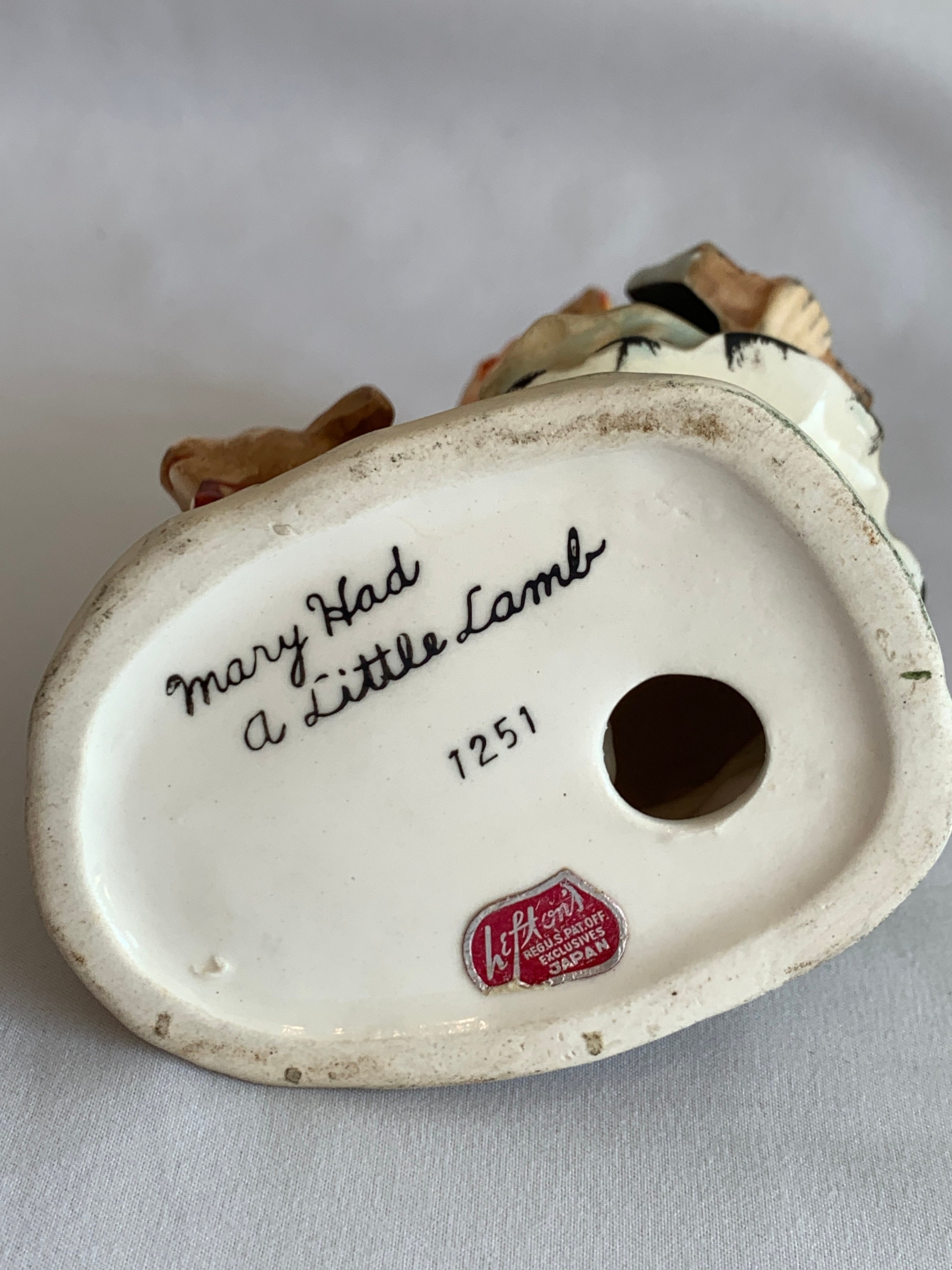 Vintage 1960's Lefton Mary Had a Little Lamb #1251 Figurine
