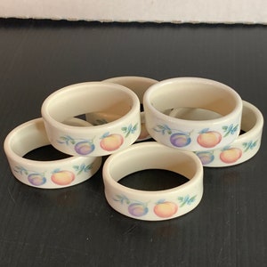 Vintage Lenox Country Cottage Orchard Fruit Napkin Rings Set of 6, Country Cottage Replacement, Retro Lenox, MCM Fruit Kitchen, Summer Decor