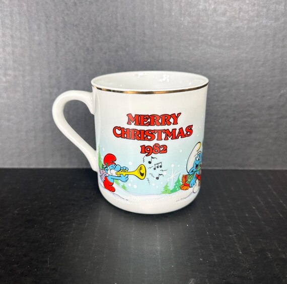 Vintage 1982 SMURF Christmas Collection Ceramic Mug, First Annual Limited  Edition, The Smurf Carolers, Smurf Village, Gold Trim, Collectable