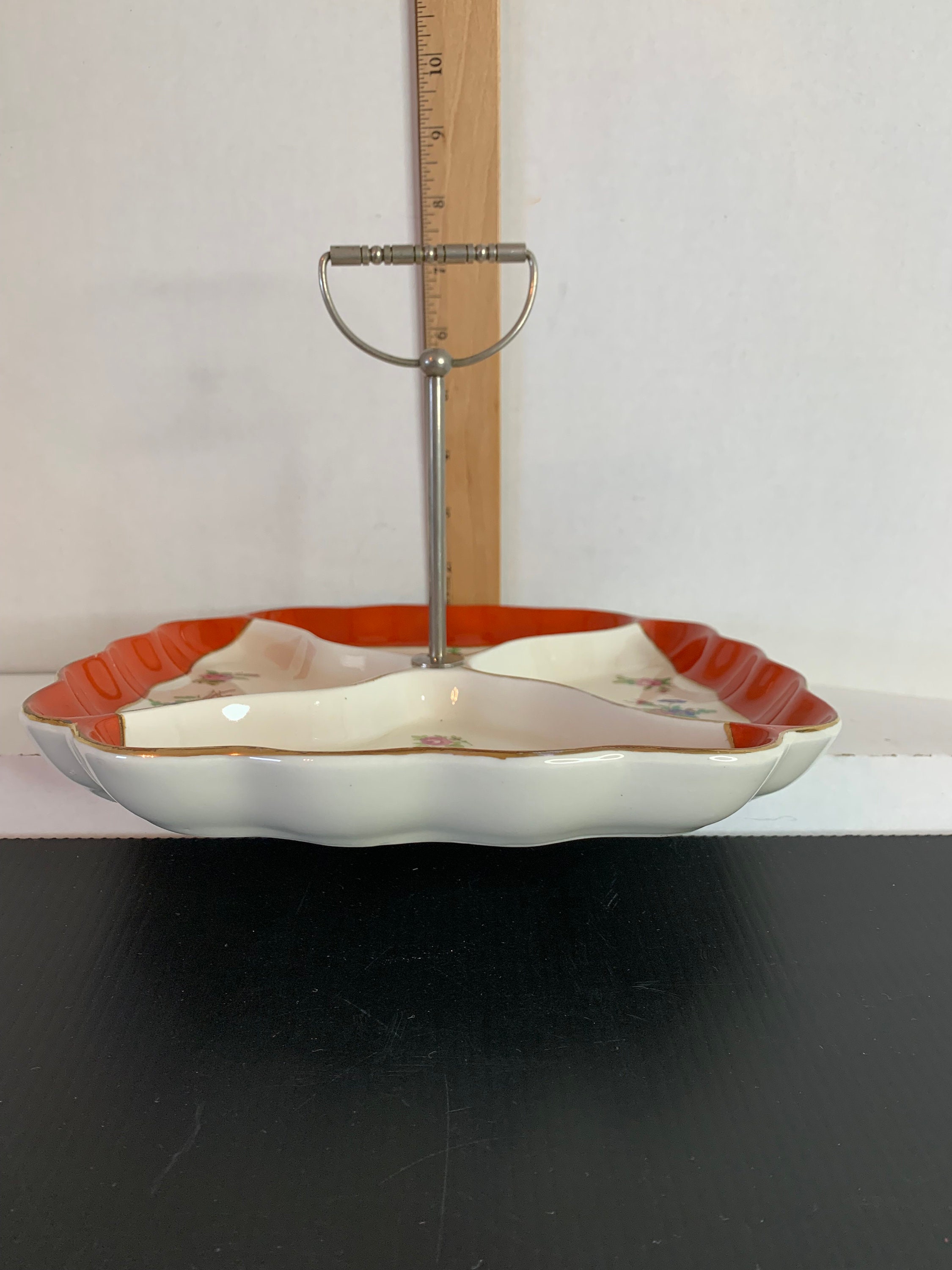 Vintage TT Takito Square Ceramic 4 Section Floral Relish Tray With