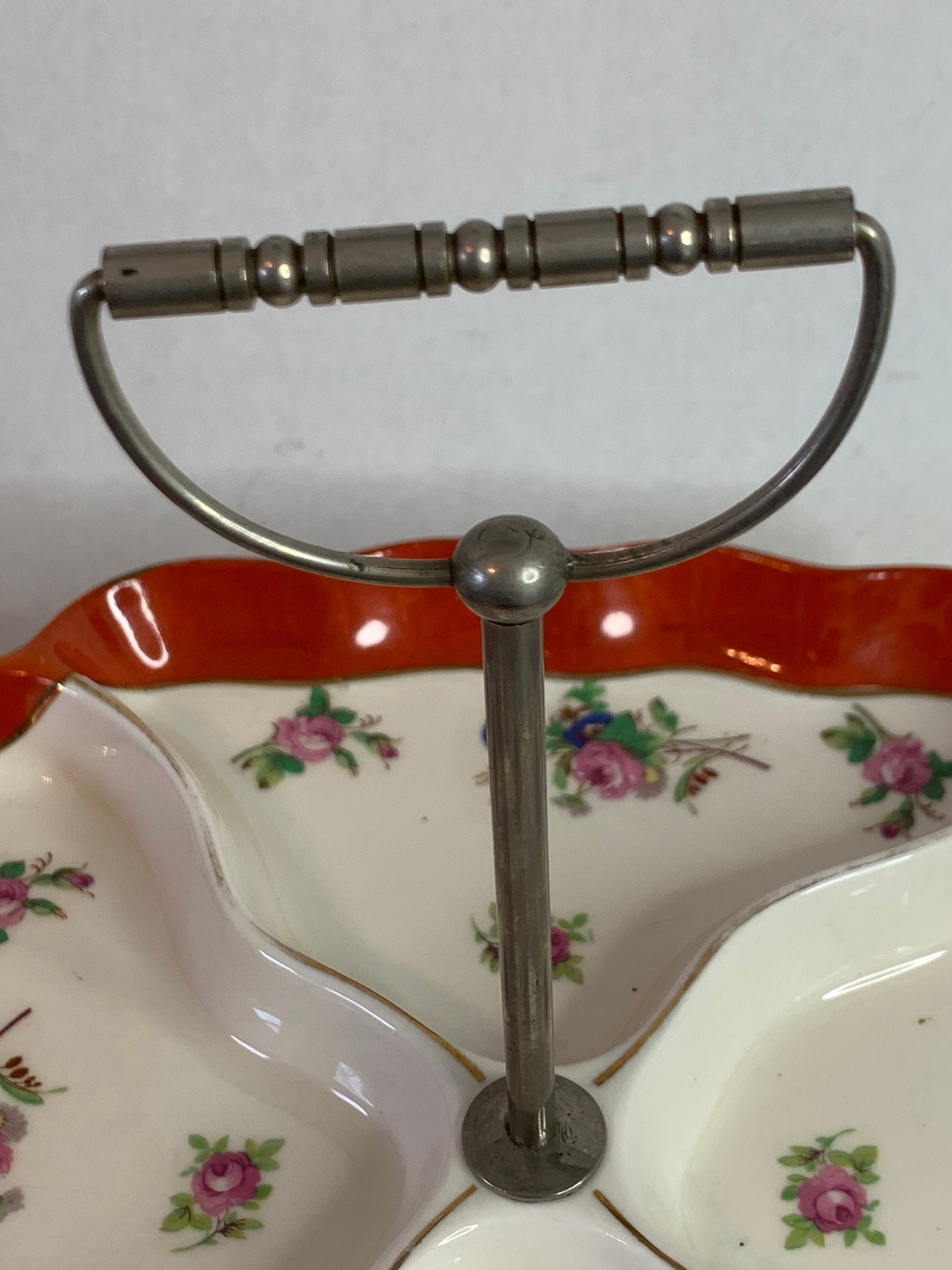 Vintage TT Takito Square Ceramic 4 Section Floral Relish Tray With