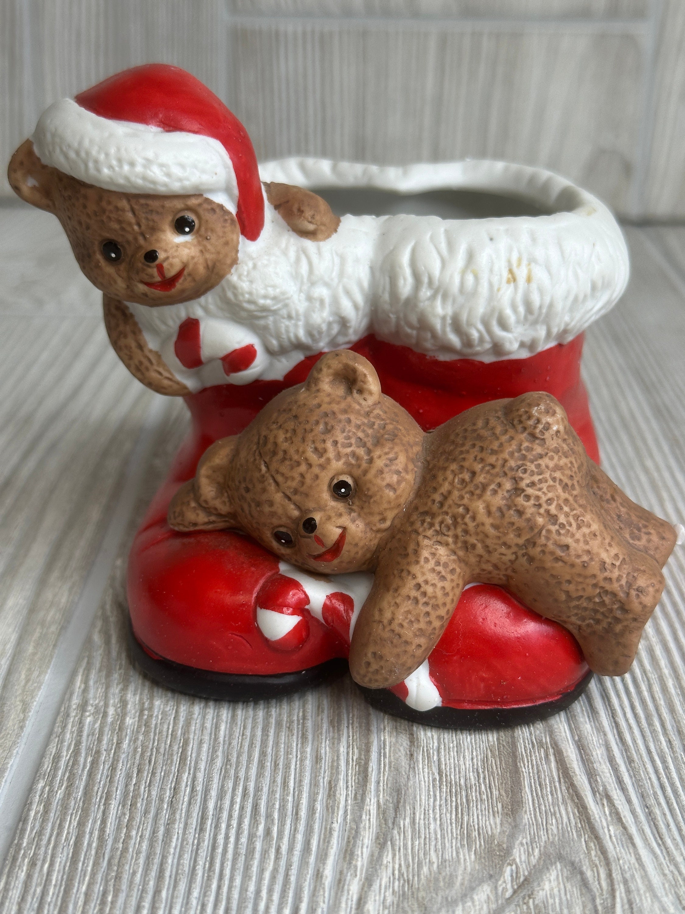 Vintage 1988 House of Lloyd Mouse & Teddy Bear Candy Cane Holder