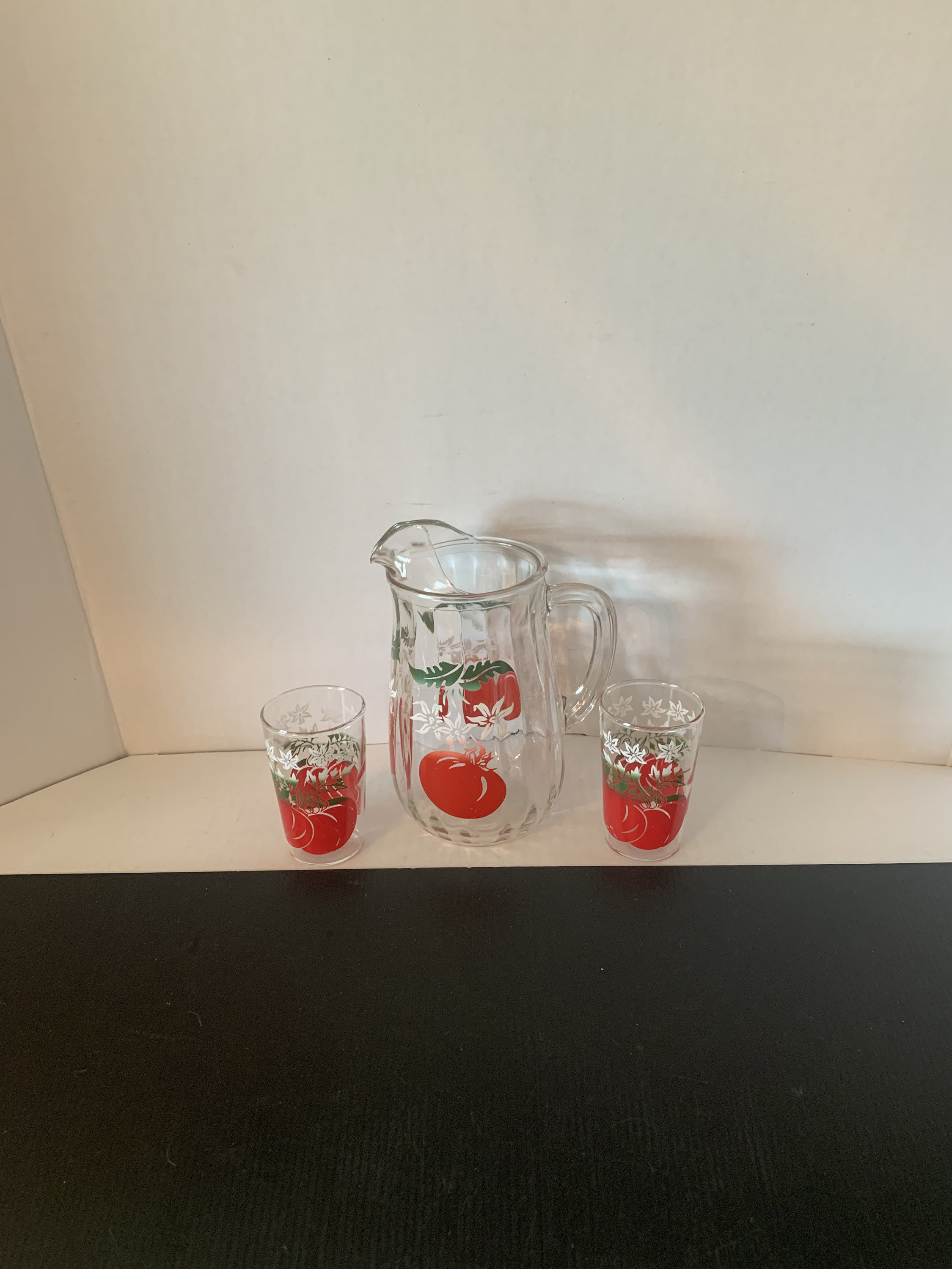 Vintage Tomato Juice Pitcher With Glass 
