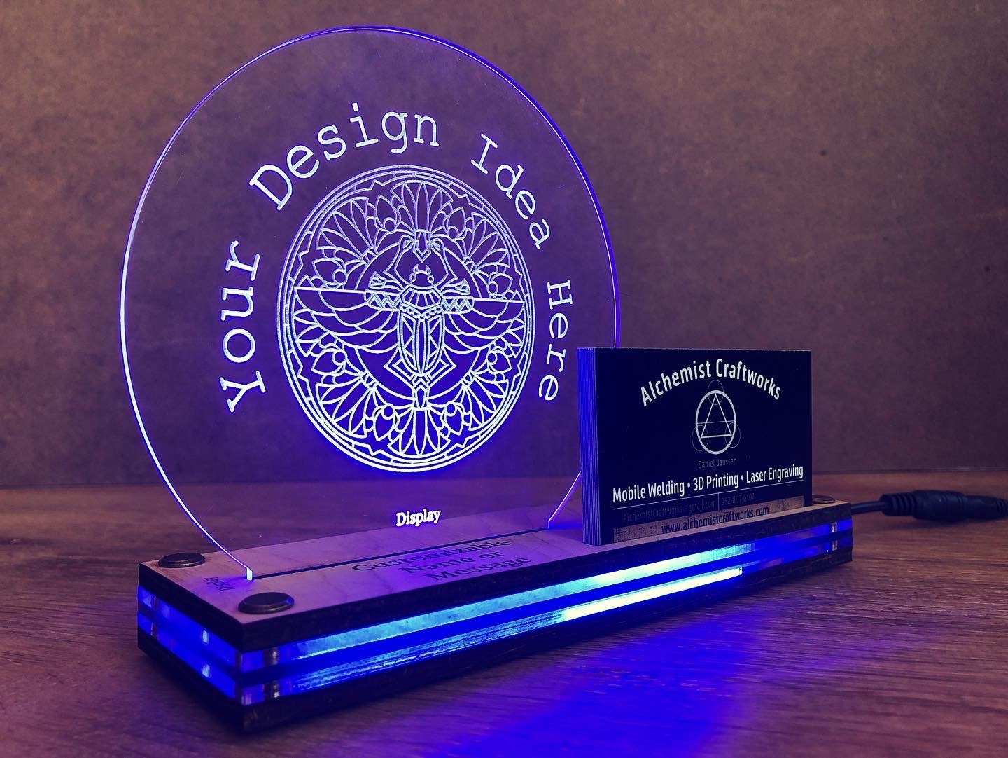 Light up Plaque and Business Card Holder - Etsy