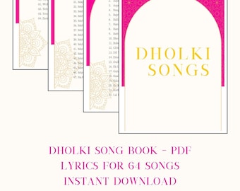Modern Minimalist Mehndi Dholki Songs Book - No Customization