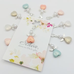 10 mini guardian angels, heart-shaped, colorful with card "It's great that you exist." | Guest gift | Wedding | Charms | Confirmation | Lucky charm