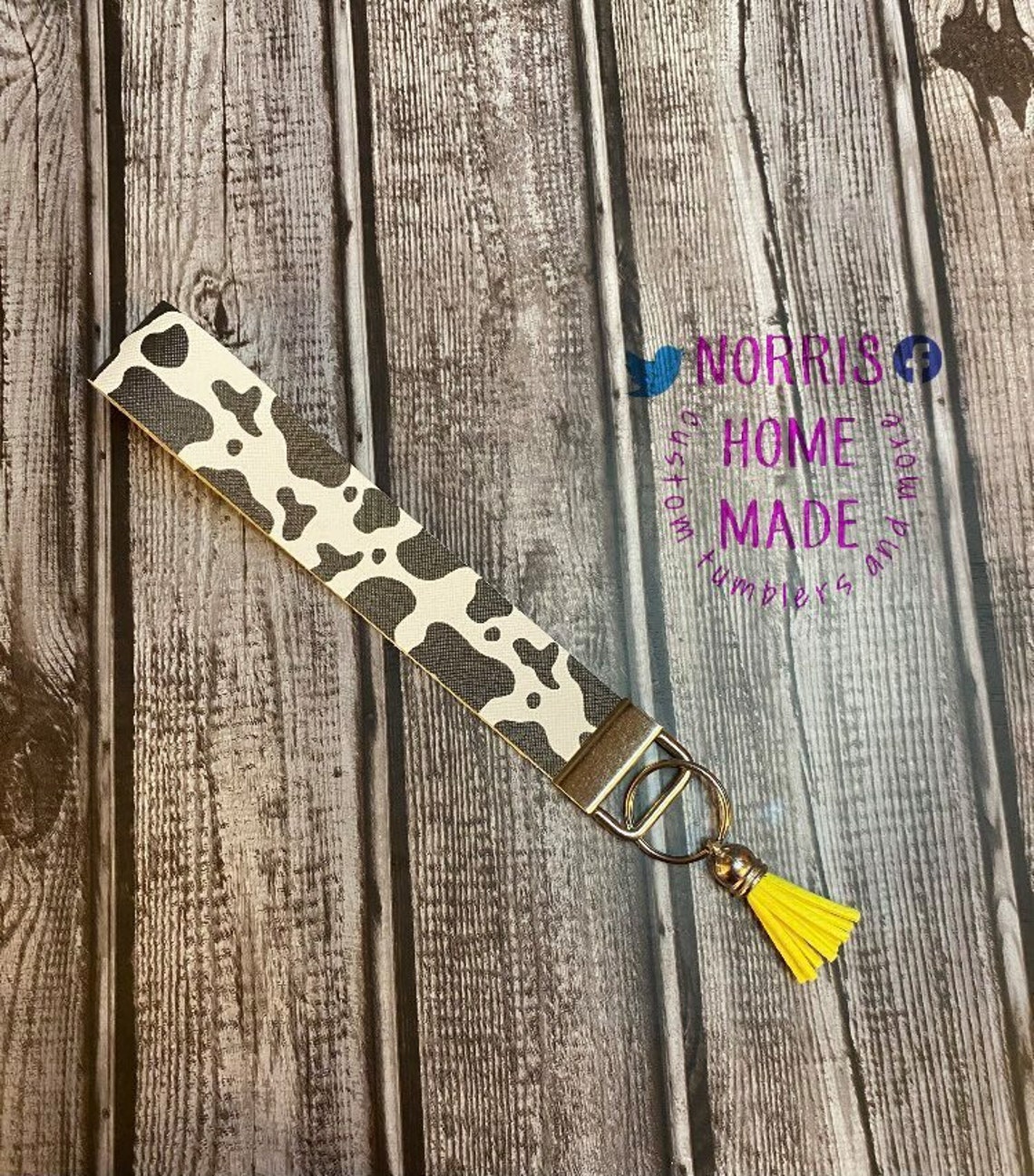 Cow Print Keychain Etsy