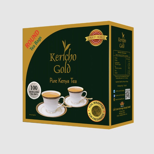 Kericho Gold, Pure Kenya Tea - 1 Pack, 100 Bags, Round Tea Bag