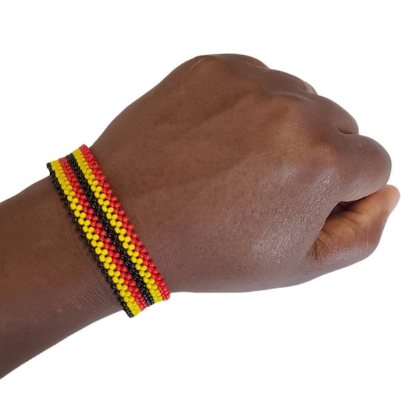 Uganda Beaded Bracelets, Uganda Flag Bracelet, Elegant Bracelet, Wrist Bracelet, Gift for Him or Her