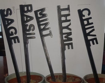 Rustic Metal Plant Markers for Herbs - Durable Mild Steel - Customizable - Elegant Design - Gardening Accessories