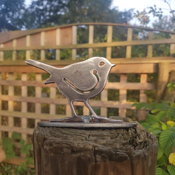 Metal Robin on stand - Garden Art- Made in Wales - Rusty Metal Art - Metal Robin - ready to Rust Robin- Welsh Garden Gift