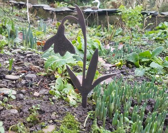 Snowdrop - Made In Wales - Plant Marker - Rusty Garden Art - Garden