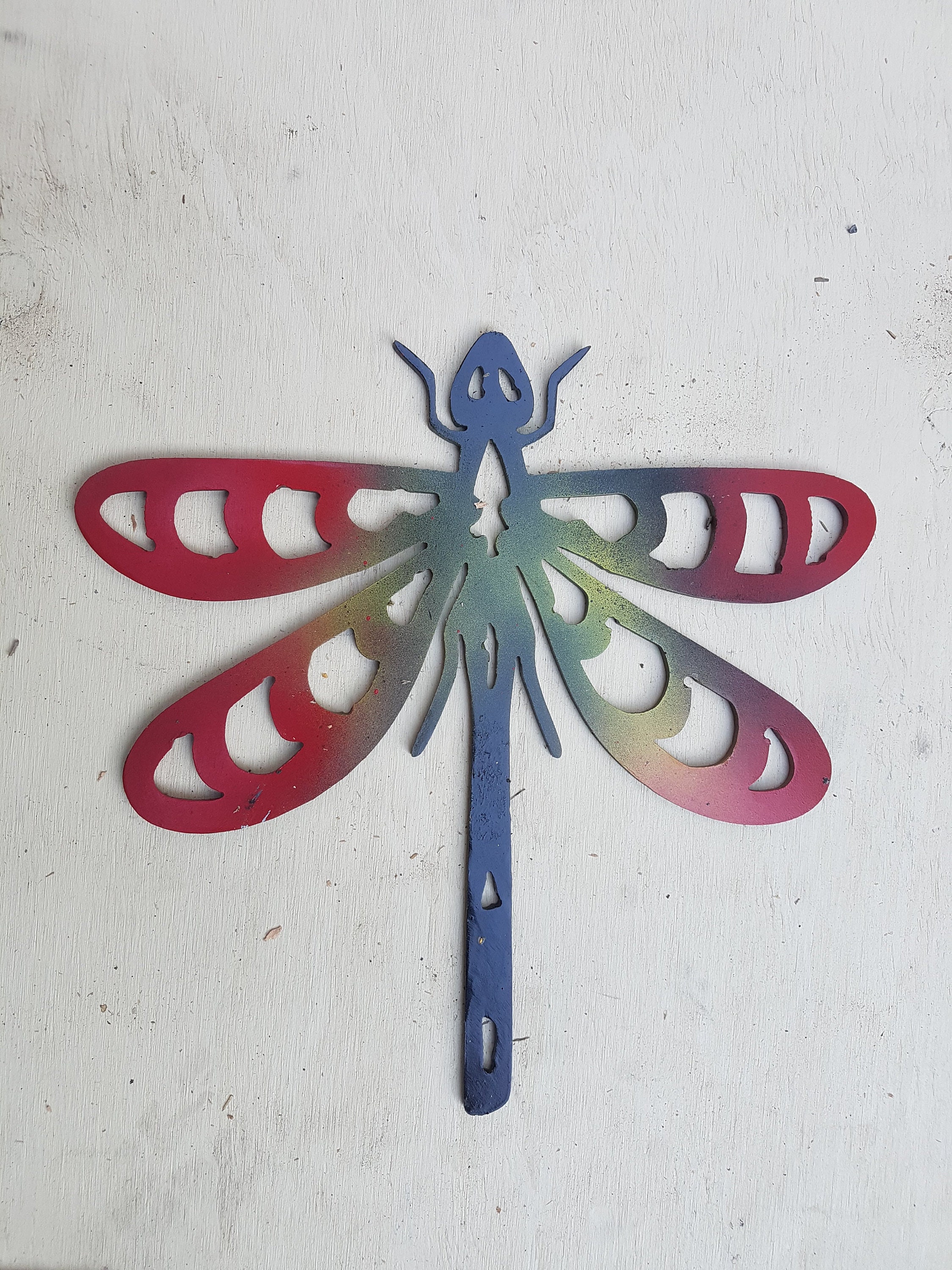 Painted Metal Dragonfly art Garden Art Made in Wales Etsy