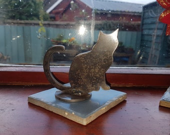 Ready To Rust Metal Cat Garden Art: Welsh Made Cat Lover Gift