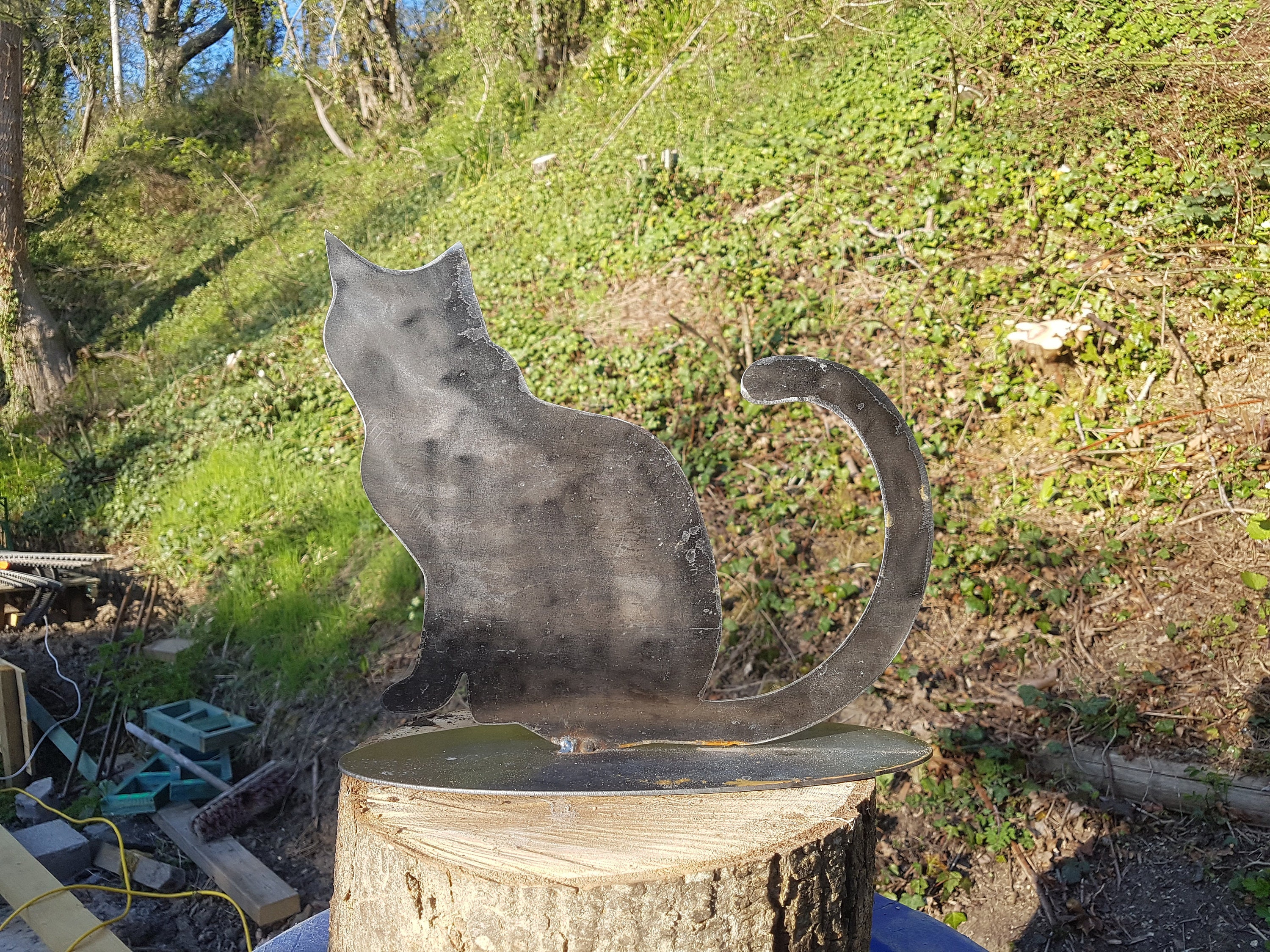 Metal Cat Garden Art Made in Wales Rusty Metal Art Etsy