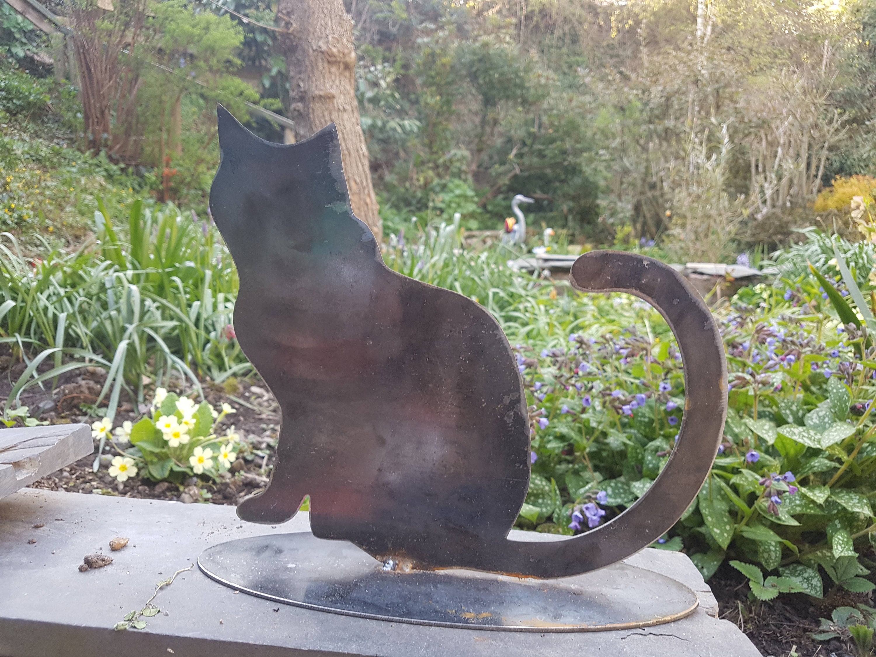 Metal Cat Garden Art Made in Wales Rusty Metal Art Etsy