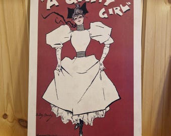 a4 "A Gaiety Girl" reproduction on powdercoated mild steel. Artwork by British artist Dudley Hardy C1894