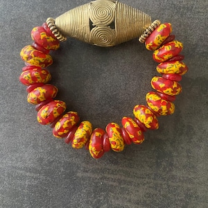 Unisex Armbänder, Krobo Perlenarmbänder, afrikanischer Schmuck, Ghana Messingschmuck, ethnischer Schmuck, Afrocentric Accessoires