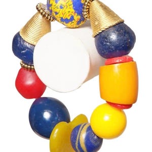 Statement Armband, Krobo Perlenarmband, Afrikanischer Schmuck, Unisex Armband, Ethno Schmuck, Afrocentric Schmuck, Ghana Messing