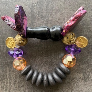Unisex Armbänder, Krobo Perlen Armband, Afrikanischer Schmuck, Chunky Armbänder, Ghana Messingschmuck, Statement Armbänder