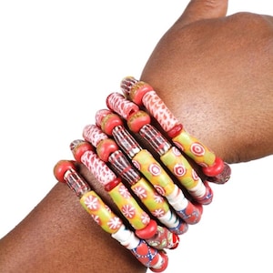 Krobo Pärlarmband, Afrikanska smycken från Ghana, Stapelbara unisexarmband