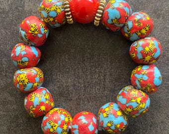 Unisex Bracelets, Krobo Bead Bracelet, African Jewelry, Ethnic Jewelry, Boho Jewelry, Tribal Jewelry, Vintage Jewelry