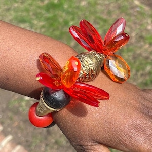 Unisex Armbänder, Krobo Perlen Armband, Afrikanischer Schmuck, Ghana Messingperlen, Chunky Armbänder, Statement Armbänder
