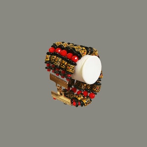 Bracelet africain, bracelet unisexe en perles de verre Krobo, cadeau pour elle, bijoux bohèmes, bijoux afrocentriques, bijoux ghanéens