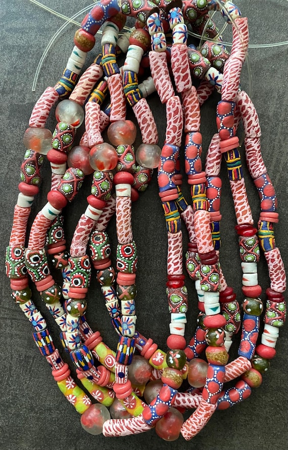 Beads Necklace Authentic Unisex Krobo Beads Set, Mixed Sizes 42pcs