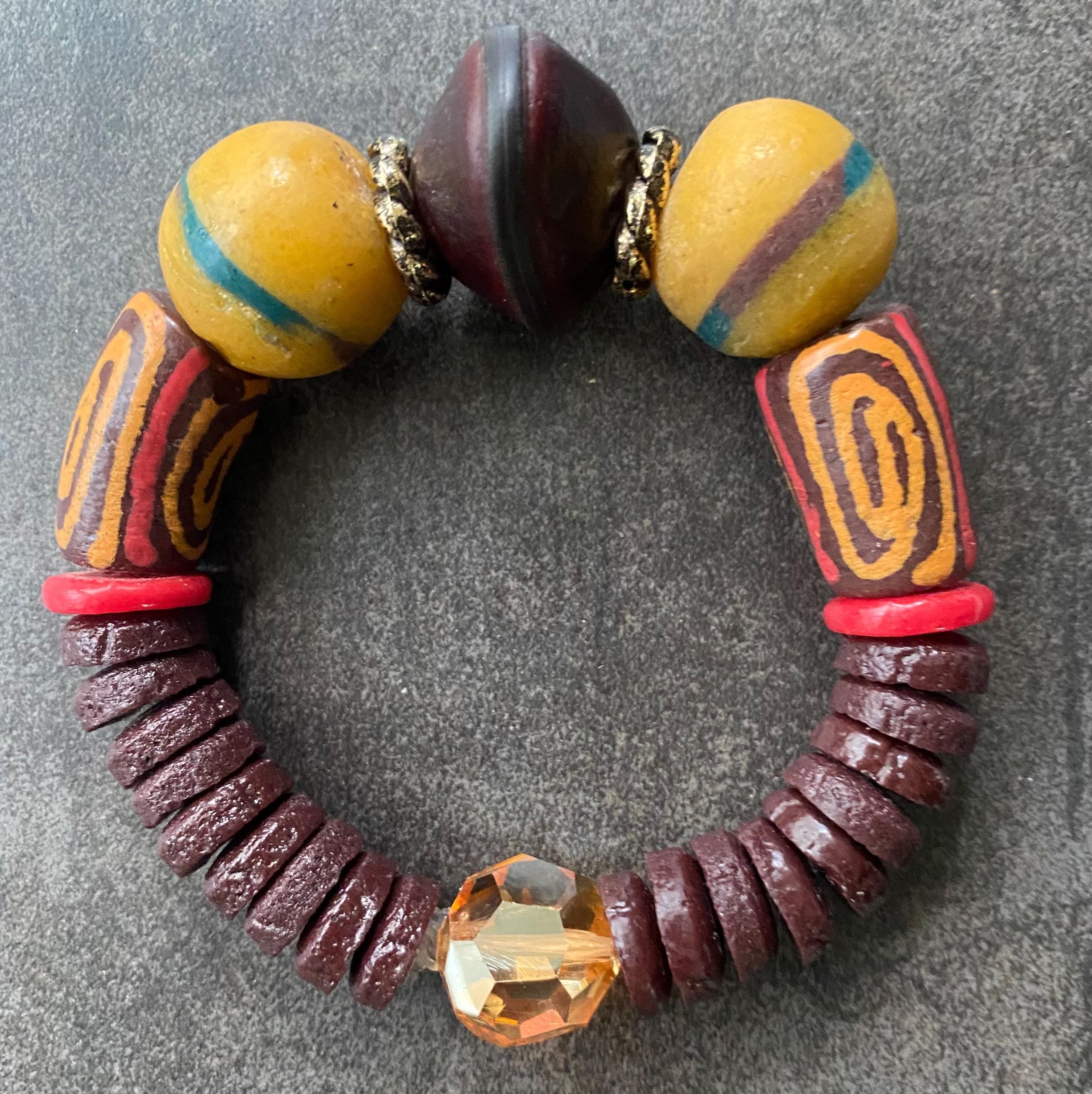 Unisex Bracelets, Krobo Beads Bracelets, African Jewelry, Beaded Bracelets, Statement Bracelets, Chunky Bracelets