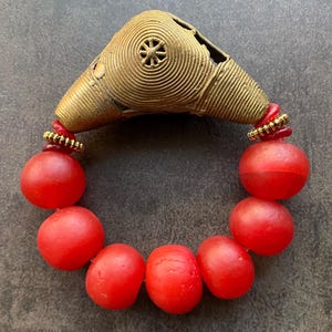 Statement-armband, unisex jumbo krobo-pärlor, smycken i ghana-mässing, afrikanskt pärlarmband