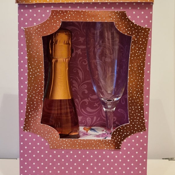 SVG - Prosecco bottle and glass Gift Box/Display box   - DIGITAL DOWNLOAD ( No physical product - File will be sent to your email)