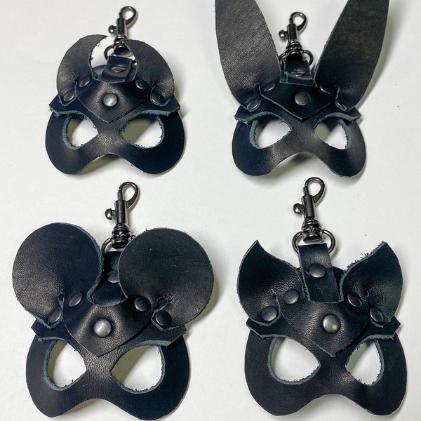 DIY PDF Pattern - Leather Key Chains Charm Set 4 item (Bunny, Kitty, Mouse, Devil)