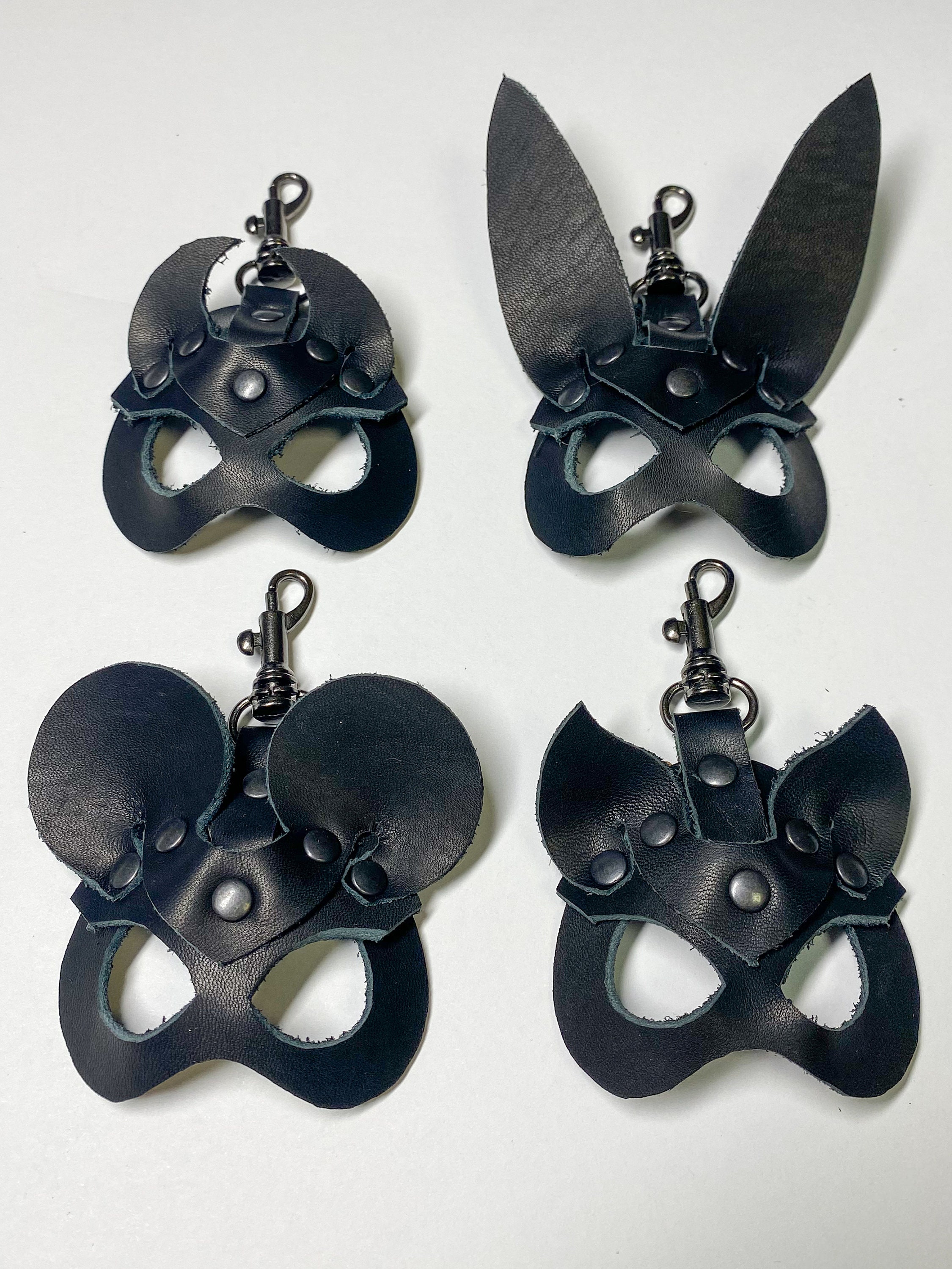 DIY PDF Pattern - Leather Key Chains Charm Set 4 item (Bunny, Kitty, Mouse, Devil)
