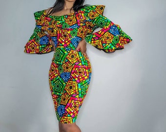 Vestido Ankara con hombros descubiertos