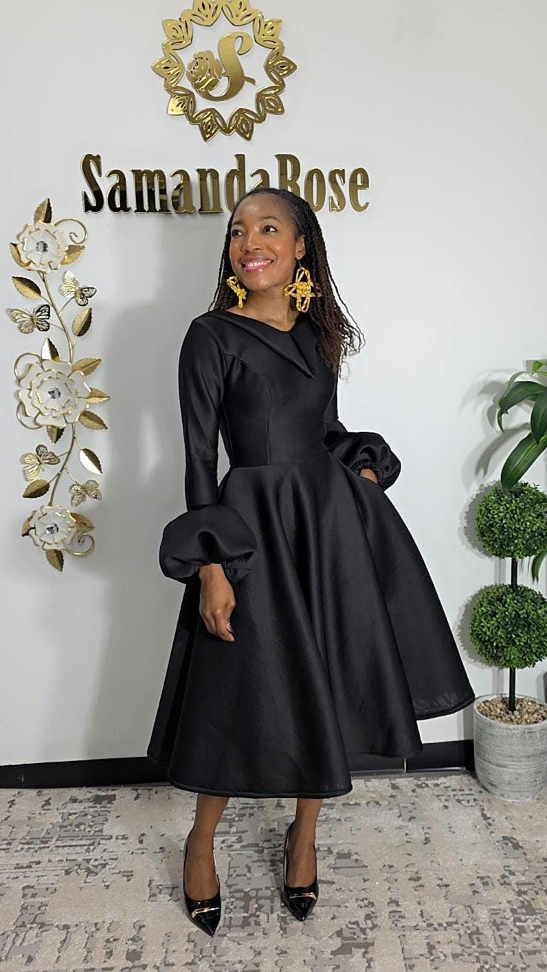 blue dress for baby girl Black Stretch Funeral Dress – The Work Uniform Company main image 1