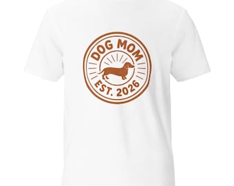 Dachshund Dog Mom Est 2026 Shirt | Vintage Stamp Wiener Dog Lover Tee