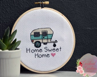PDF Cross Stitch Pattern Retro Yellow and White Camper