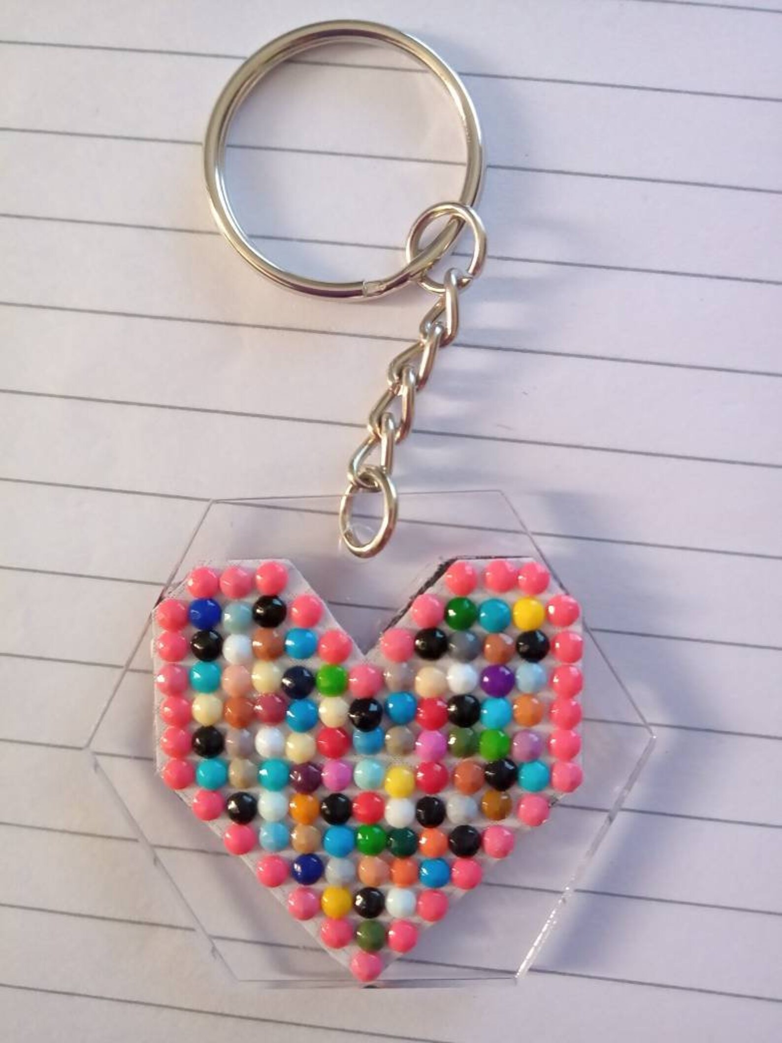 Handmade Keychain or Decoration with Double Sided Diamond Dot Etsy