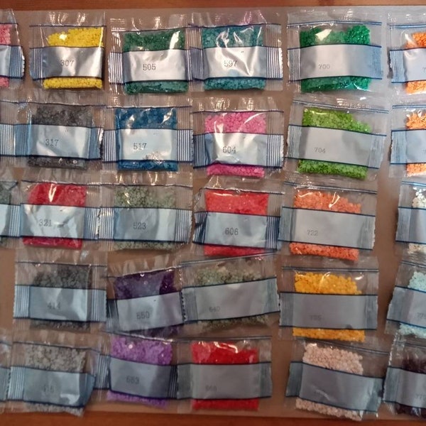 Large Brand New Replacement Bags Of Round Diamond Drills DMC Colours (approx 1000 count)