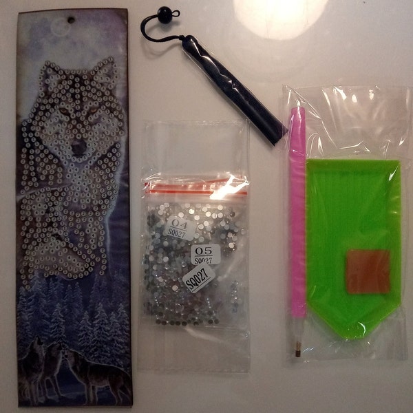 Crystal Art DIY Cartoon Wolf Bookmark Kit