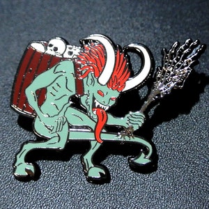 Krampus Hard Enamel Pin Goth Fashion Punk Style Gift for Pagans and Horror Fans