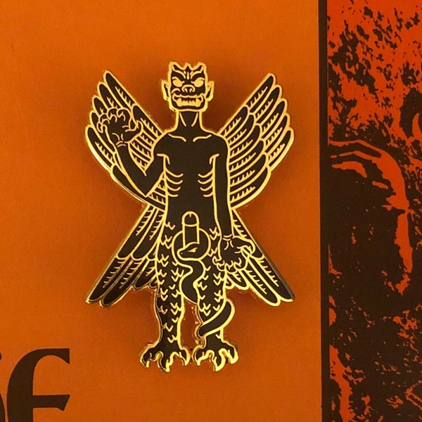 Pazuzu Hard Enamel Pin Goth Fashion Punk Style Gift for Pagans and Horror Fans