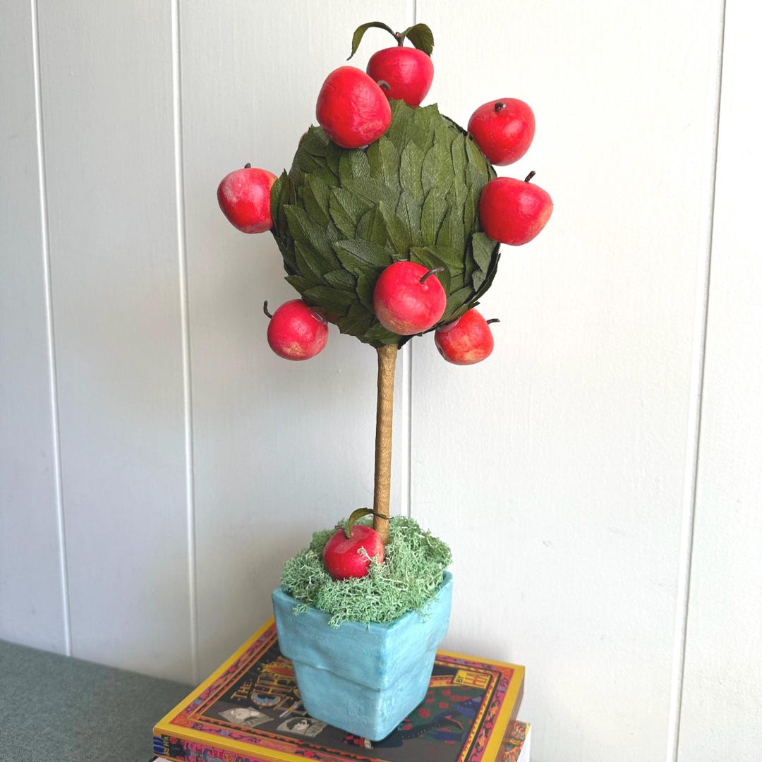 Paper Red Apple Topiary Tree • Potted Plant in Terracotta Pot - Etsy
