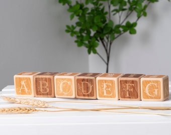 7 Floral ABC Wooden Blocks | Custom Baby Name Blocks | Truly Unique Gift for Baby Nursery Decor | Newborn Photo Prop | Birthday Decorations