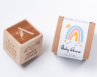 Custom Wooden Baby Block, Birth Announcement, Personalized for Babies, Newborns, Birthday, Baptism Gift Custom Engraved, Newborn baby gift